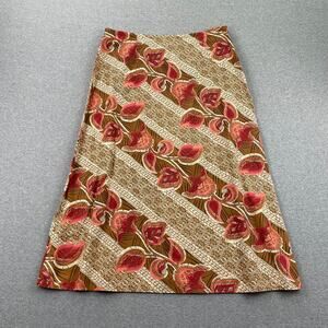 Vintage Van Heusen Maxi Skirt Size L Brown Pink Floral Cotton Boho Fairy Grunge